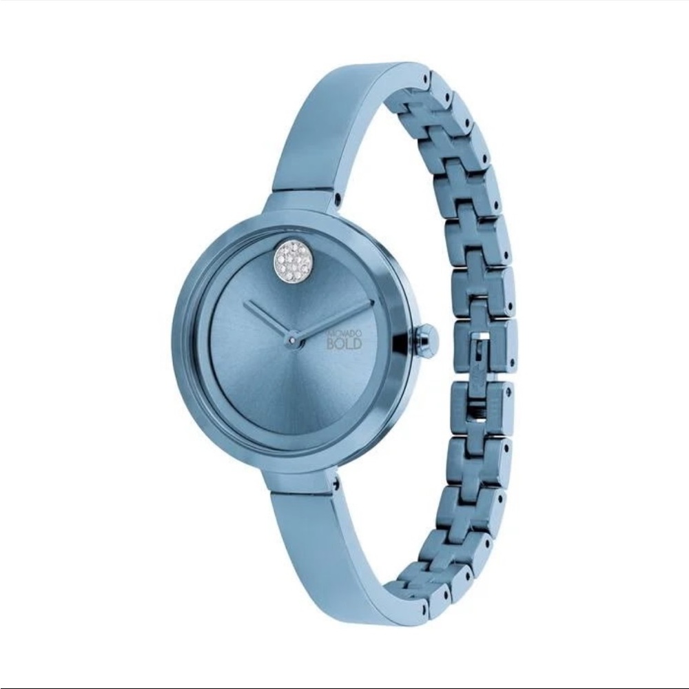 Movado BOLD Blue Bangle Watch with Crystal Dot